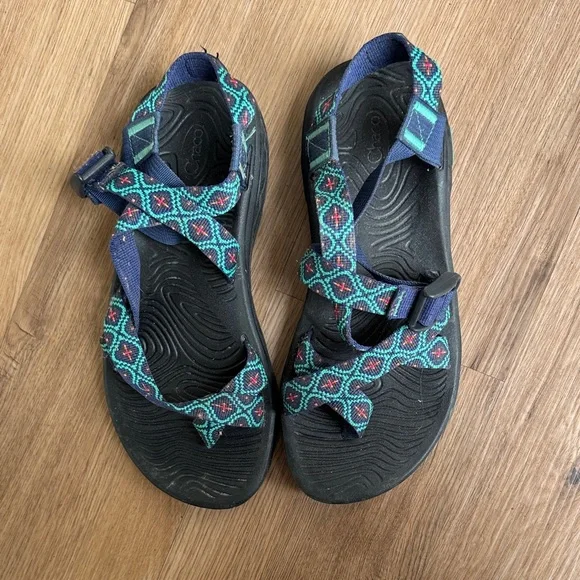 Chaco | Shoes | Chaco Sandals With Black And Teal Pattern  display picture 1